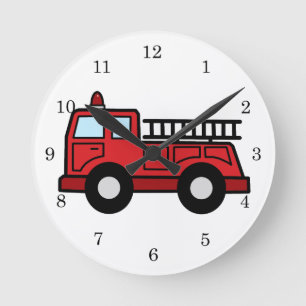 Cartoon Clip Art Firetruck Emergency Vehicle Truck Round Clock