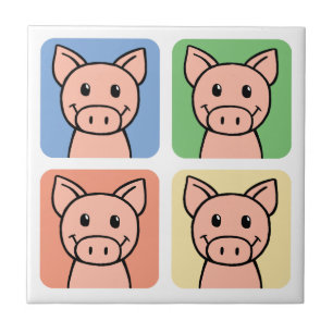 Cartoon Clip Art Laughing Piggie Piggy Pigs! Ceramic Tile
