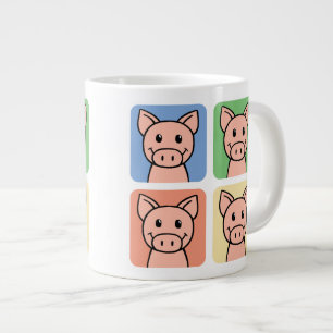 Cartoon Clip Art Laughing Piggie Piggy Pigs! Large Coffee Mug