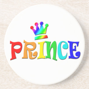 Cartoon Clip Art Rainbow Text, Prince and Crown Coaster