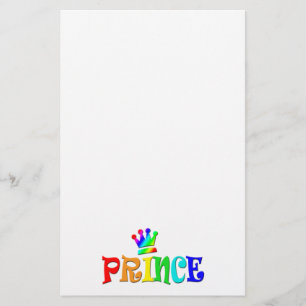 Cartoon Clip Art Rainbow Text, Prince and Crown Stationery
