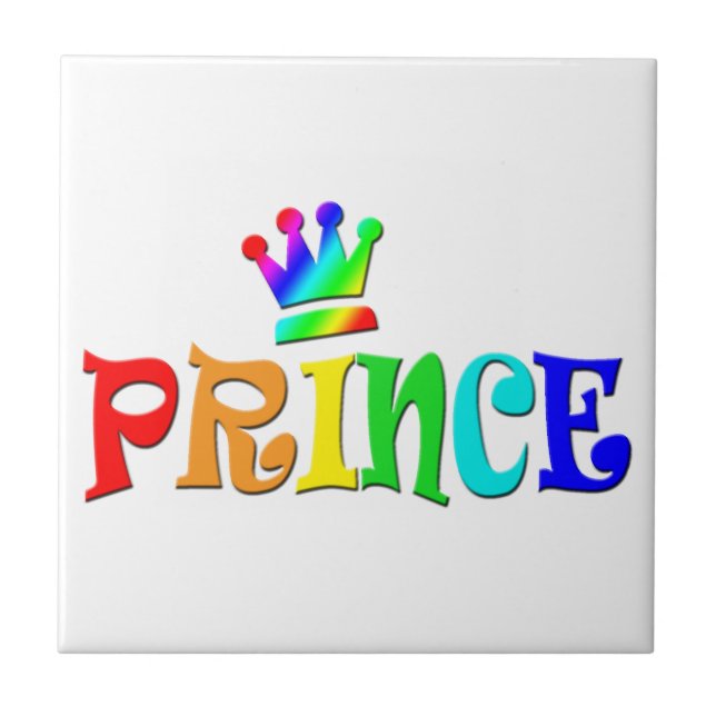 Cartoon Clip Art Rainbow Text, Prince and Crown Tile (Front)