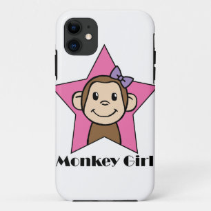 Cartoon Clip Art Smile Monkey Girl Pink Star Bow iPhone 11 Case