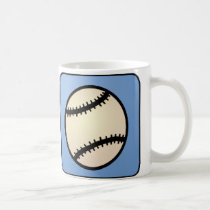 Cartoon Clip Art Sports, Baseball, Blue Background Coffee Mug