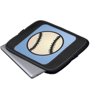 Cartoon Clip Art Sports, Baseball, Blue Background Laptop Sleeve