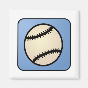 Cartoon Clip Art Sports, Baseball, Blue Background Magnet