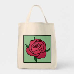 Cartoon Clip Art Valentine's Day Red Rose Flower Tote Bag