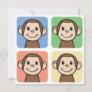 Cartoon Clip Art with 4 Happy Monkeys