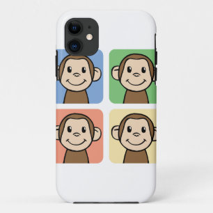 Cartoon Clip Art with 4 Happy Monkeys iPhone 11 Case