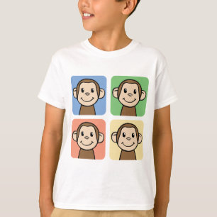 Cartoon Clip Art with 4 Happy Monkeys T-Shirt