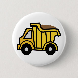 Cartoon Clip Art with a Construction Dump Truck 6 Cm Round Badge