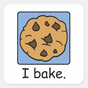 Cartoon Clip Art Yummy Chocolate Chip Cookie Square Sticker