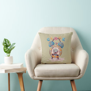 Cartoon Clock Throw Pillow 16"