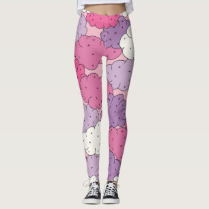 Cartoon clouds, fun vintage repeat. leggings