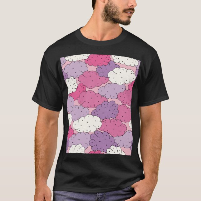 Cartoon clouds, fun vintage repeat. T-Shirt (Front)