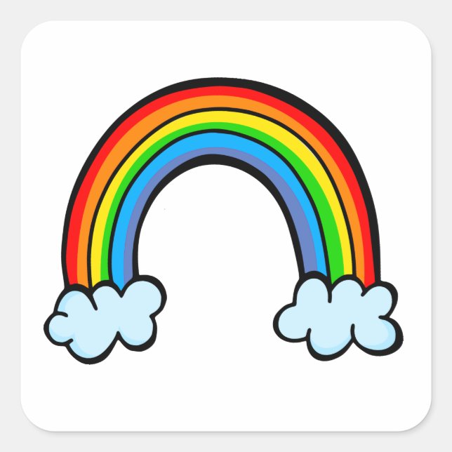 Cartoon Cloudy Sky Rainbow Promise Doodle Square Sticker (Front)