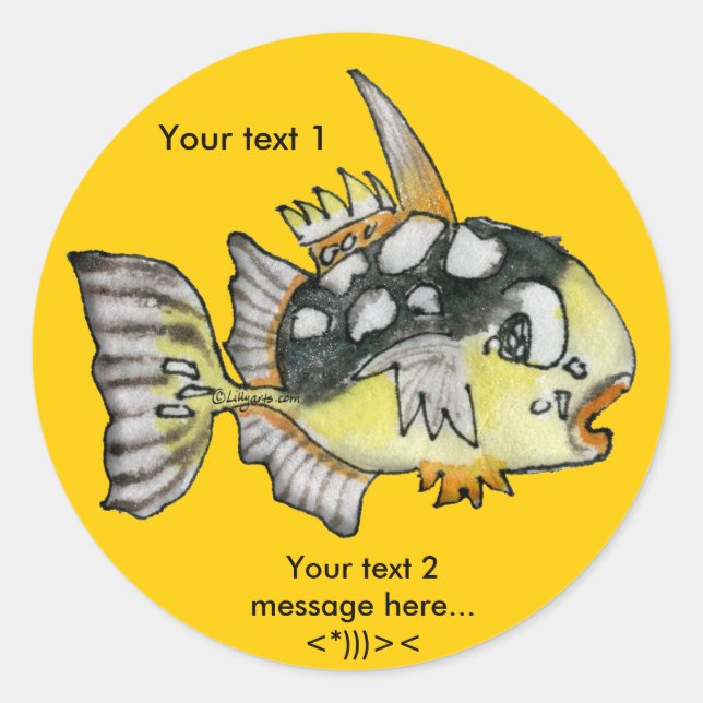 Cartoon Clown Trigger Fish Design Custom Sticker (Front)