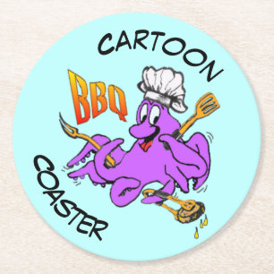 Cartoon Coaster: Cute BBQ Octopus Coaster