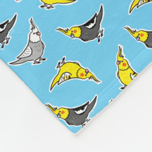 Cartoon Cockatiels Pattern Fleece Blanket