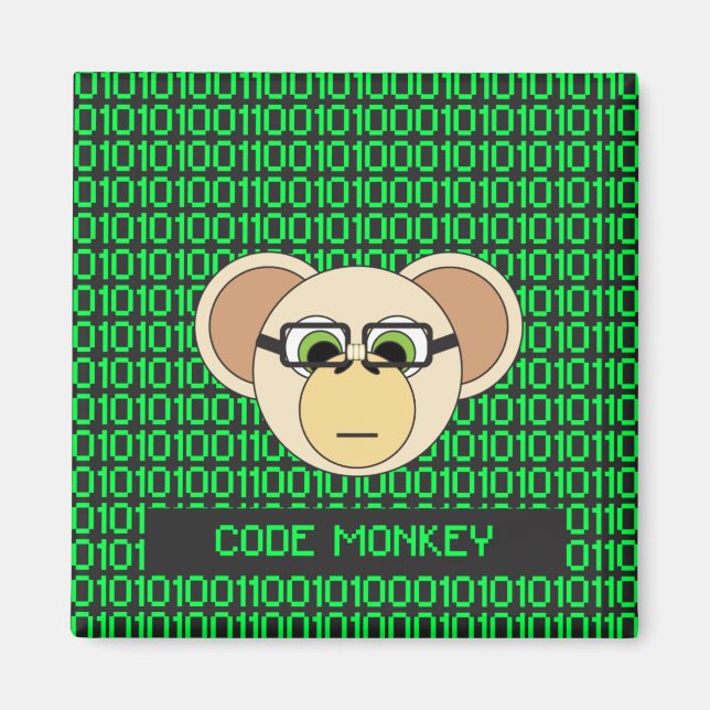 Cartoon Code Monkey Geek Magnet (Front)