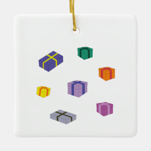 Cartoon Coloured Gift Boxes Ceramic Ornament
