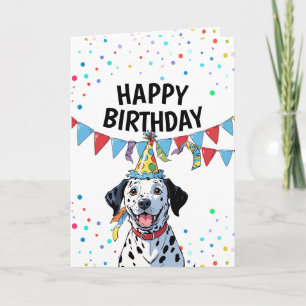 Cartoon Colourful Confetti Dalmatian Birthday Card