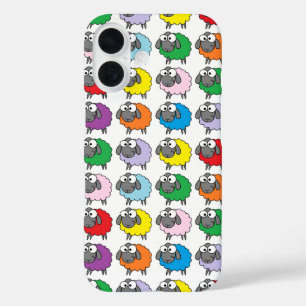 Cartoon Colourful Sheep Pattern iPhone 16 Case