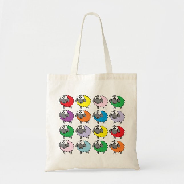 Cartoon Colourful Sheep Pattern Tote Bag (Front)