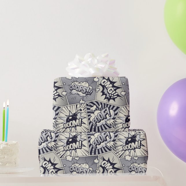 Cartoon Comic Book Graphic Art Expression Wrapping Paper (Party Gifts)
