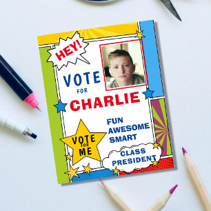 Cartoon Comic Book Style Voting school  Poster