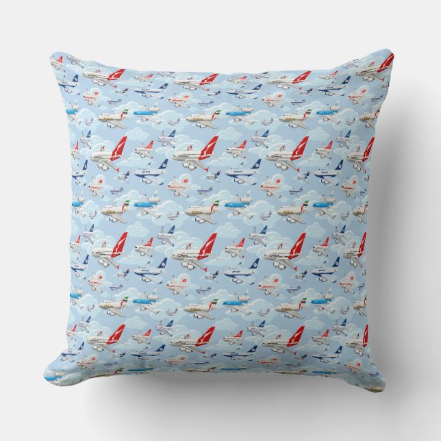 Cartoon commercial aeroplanes seamless pattern fab cushion (Front)
