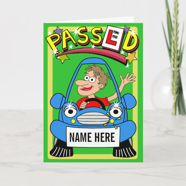 Cartoon Congratulations On Passing Driving Test Card (Front)
