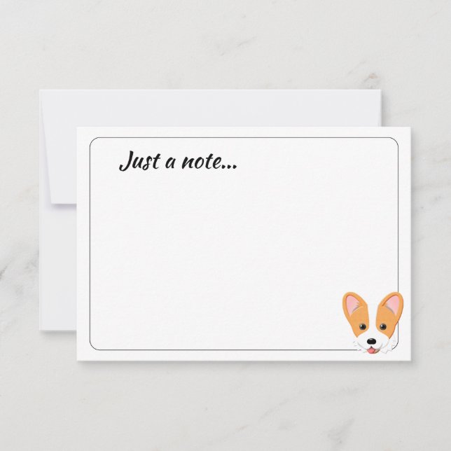 Cartoon Corgi Custom Just a Note Card (Front)