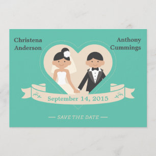 Cartoon Couple Save The Date Announcement (CA)