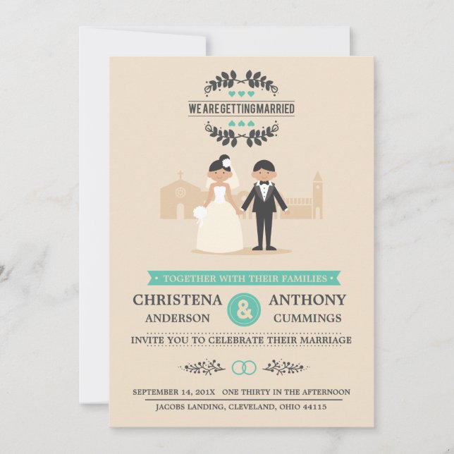 Cartoon Couple Wedding Invitation (CA) (Front)