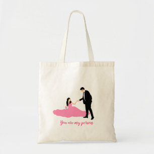Cartoon couple wedding Tote Bag