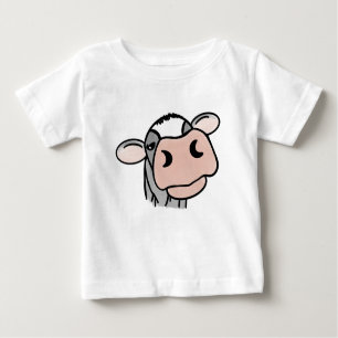 cartoon cow black white pink kiss grey farm animal baby T-Shirt