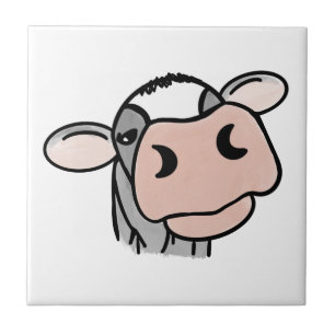 cartoon cow black white pink kiss grey farm animal ceramic tile