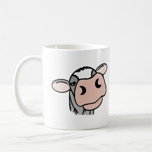 cartoon cow black white pink kiss grey farm animal coffee mug