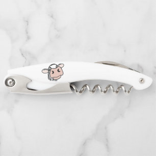 cartoon cow black white pink kiss grey farm animal corkscrew