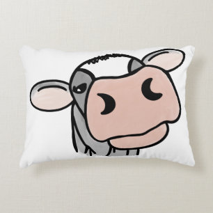 cartoon cow black white pink kiss grey farm animal decorative cushion