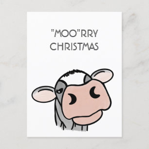 cartoon cow black white pink kiss grey farm animal holiday postcard