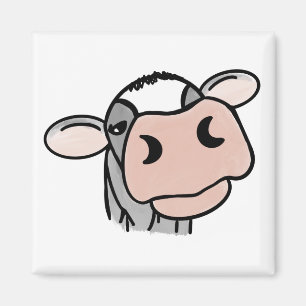 cartoon cow black white pink kiss grey farm animal magnet