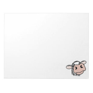 cartoon cow black white pink kiss grey farm animal notepad