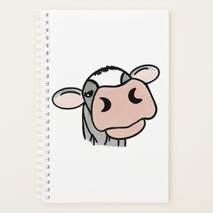cartoon cow black white pink kiss grey farm animal planner