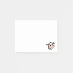 cartoon cow black white pink kiss grey farm animal post-it notes