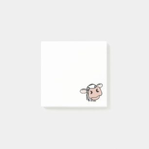 cartoon cow black white pink kiss grey farm animal post-it notes