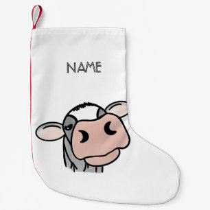 cartoon cow black white pink kiss grey farm animal small christmas stocking