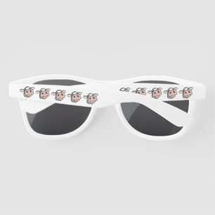 cartoon cow black white pink kiss grey farm animal sunglasses