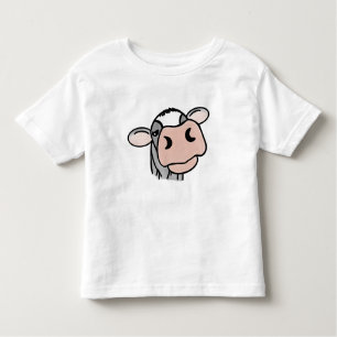 cartoon cow black white pink kiss grey farm animal toddler T-Shirt